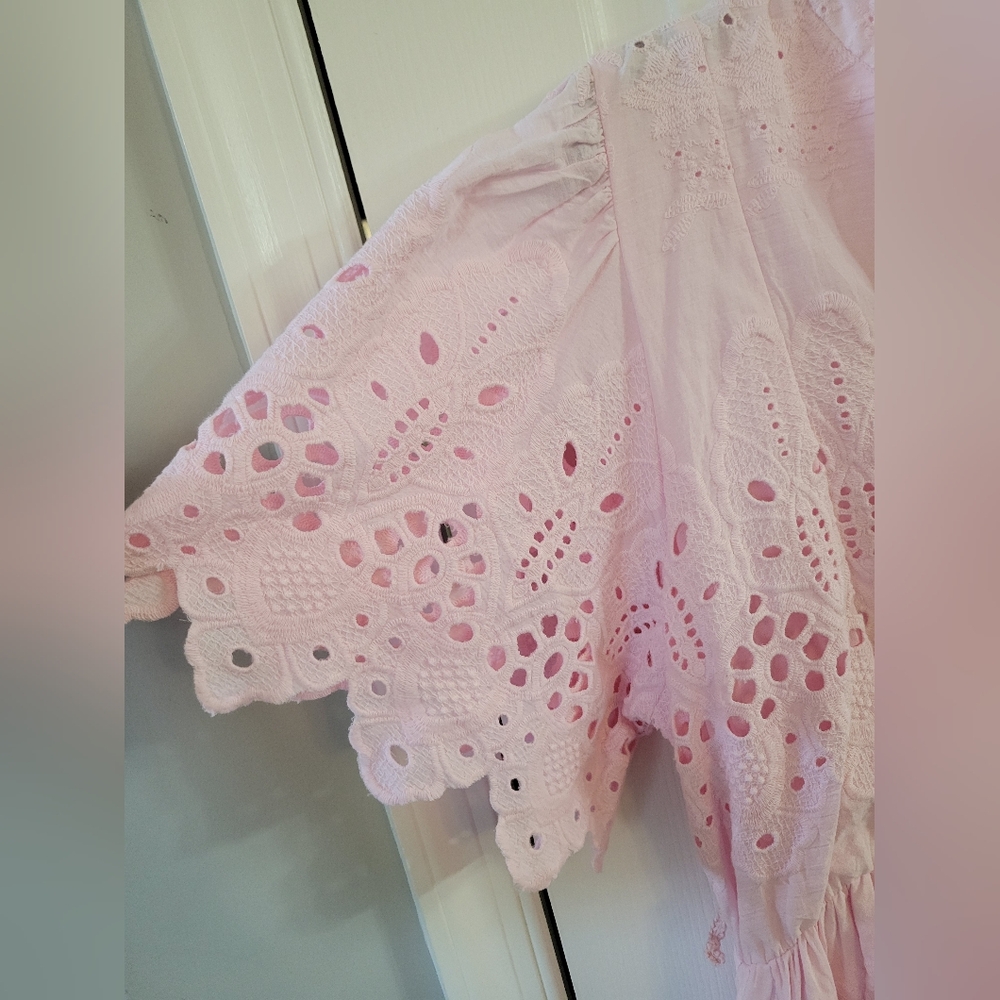 NWT Gretchen Scott Magnifico Eyelet Dress Soft Pink Size XL La Di Da - Picture 7 of 15